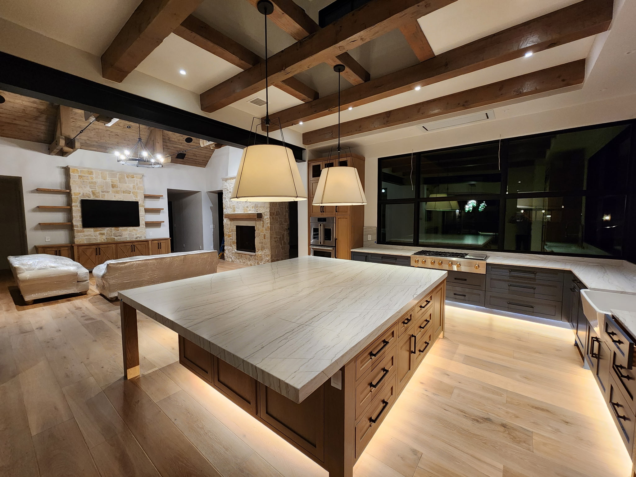 Open kitchen and living area